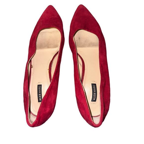 🔥SALE Size 11 Alex Marie Red Suede Leather Lining Man Made Sole Kitty 1 in Heel - Picture 1 of 8